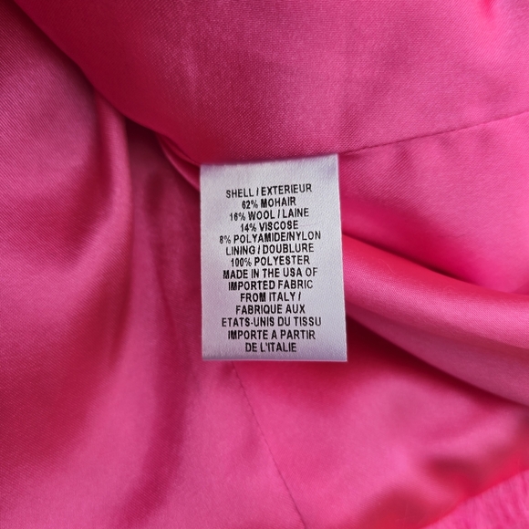 Milly New York Bright Barbie Pink Mohair Wool 3/4 sleeve Jacket Coat Blazer Sz.4 - Picture 3 of 15